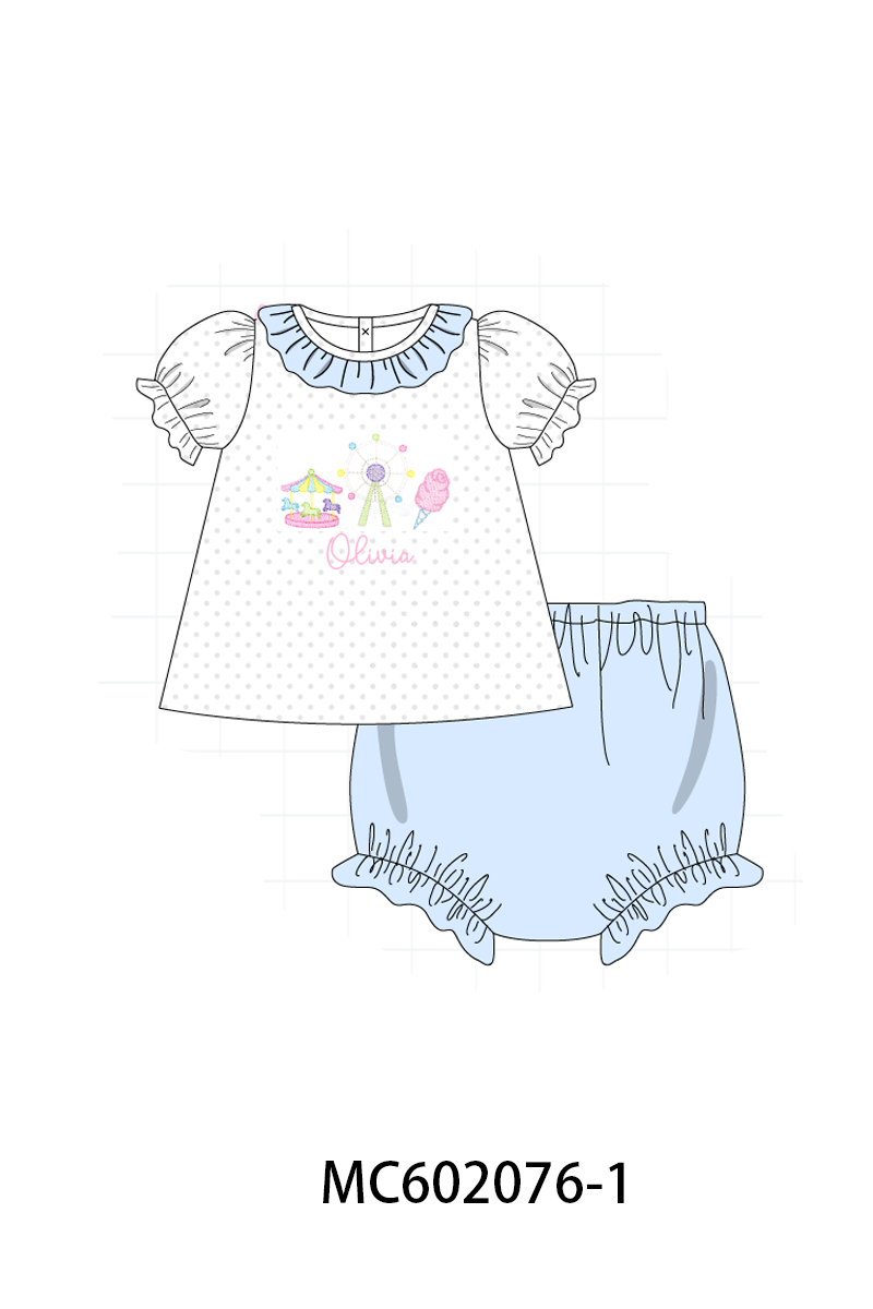 PO81 Blue ferris wheel carousel monogram embroidery collection