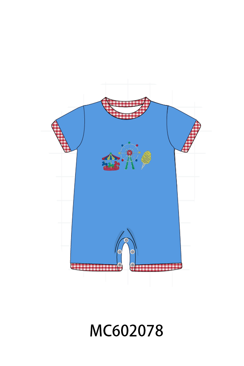 PO81 Blue ferris wheel carousel embroidery collection