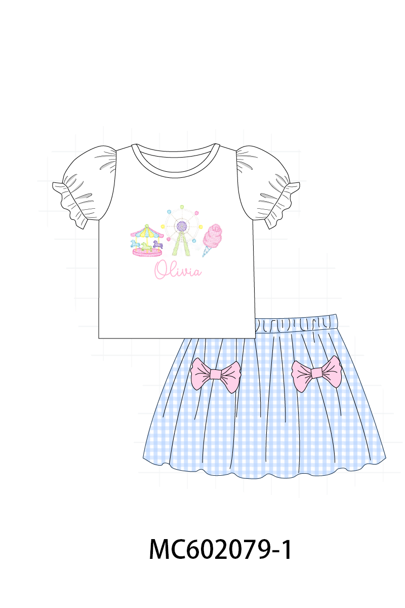 PO81 Blue ferris wheel carousel monogram embroidery collection