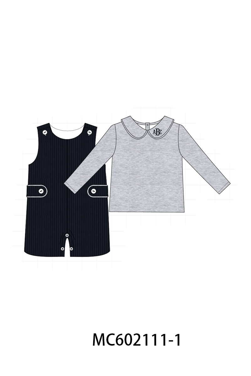 PO81 Corduroy jonjon set monogram embroidery boy collection 1