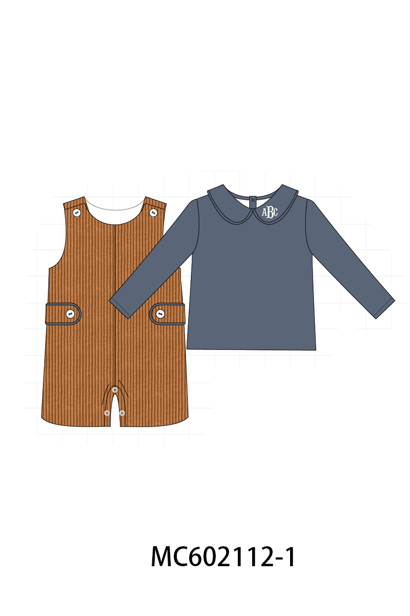 PO81 Corduroy jonjon set monogram embroidery boy collection 1