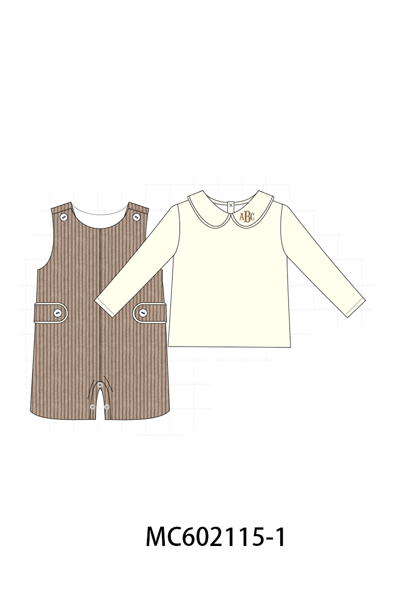PO81 Corduroy jonjon set monogram embroidery boy collection 1