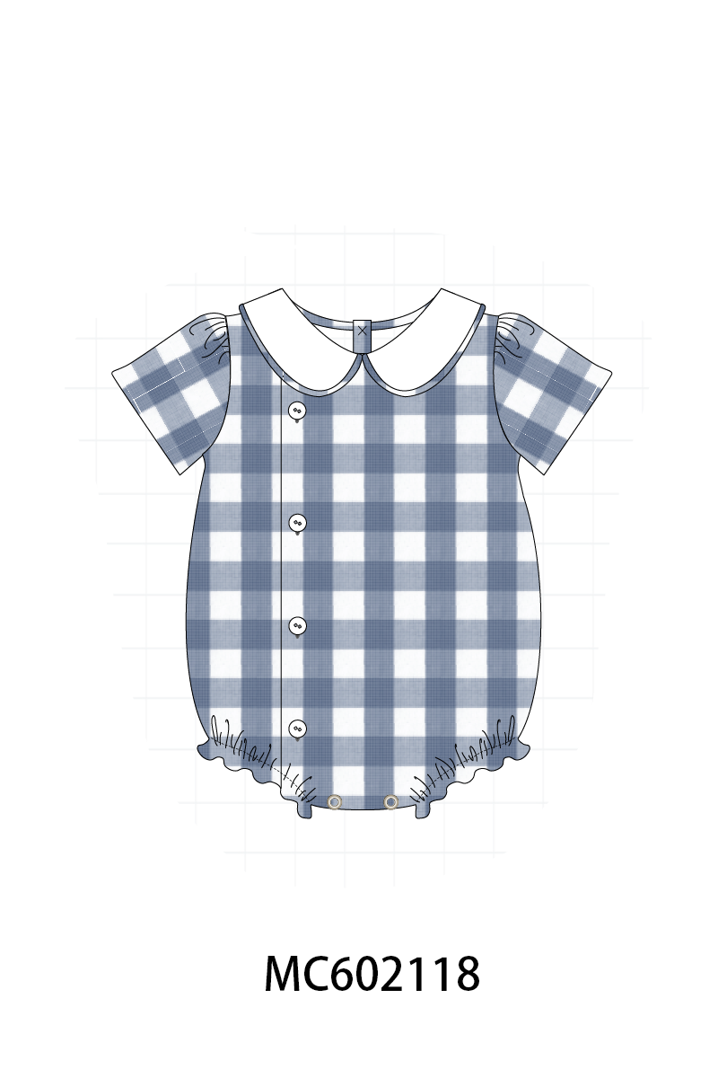 PO81 Blue cotton peter pan collar gingham collection