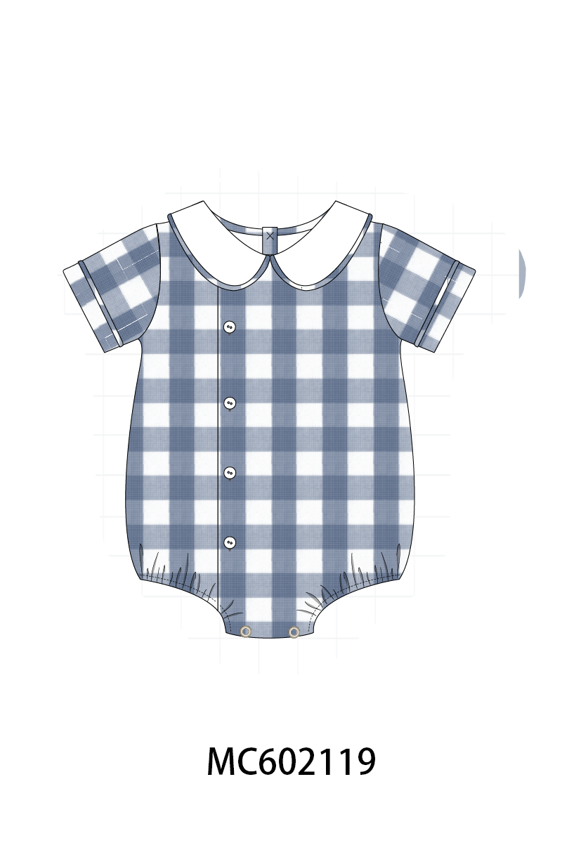 PO81 Blue cotton peter pan collar gingham collection
