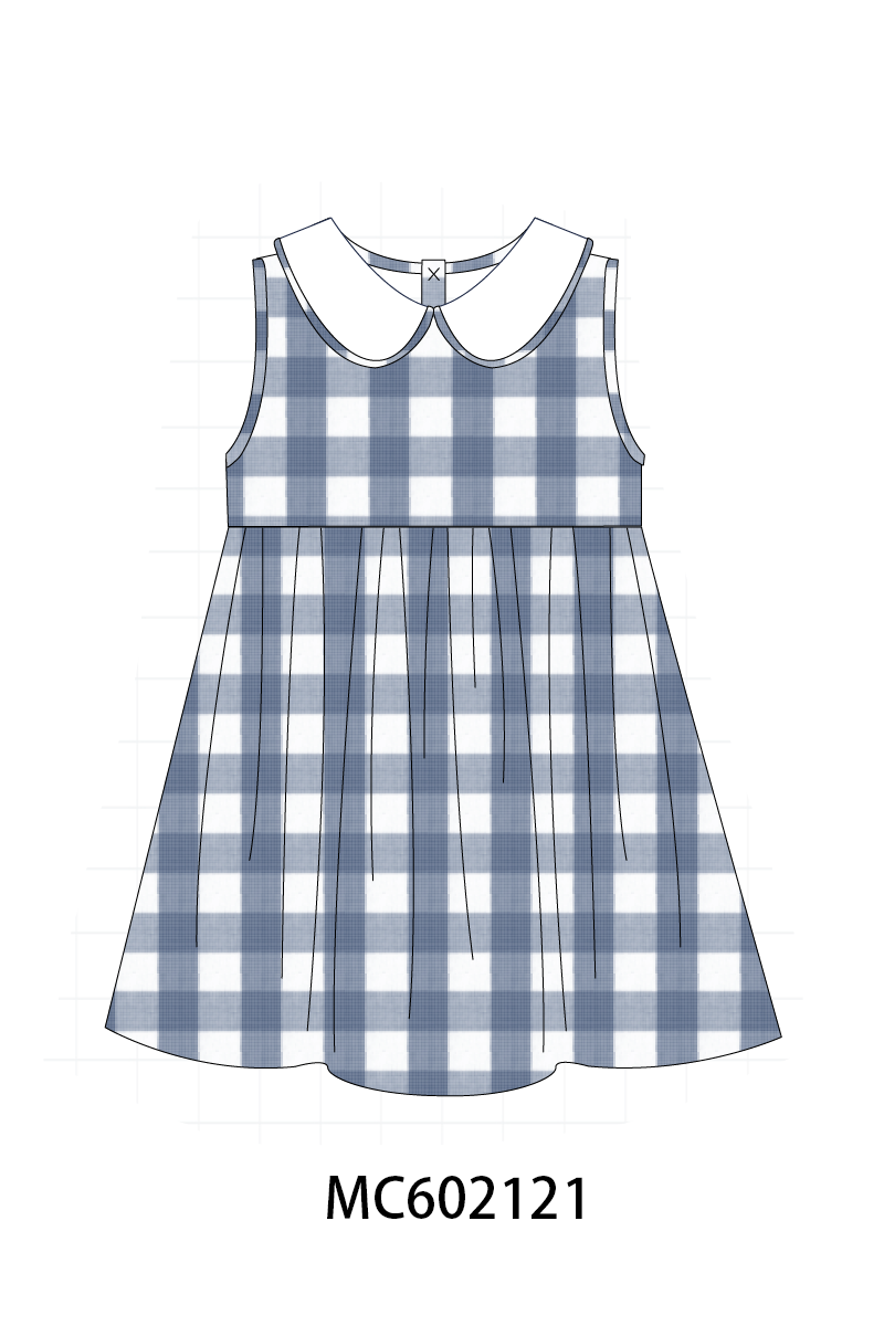 PO81 Blue cotton peter pan collar gingham collection