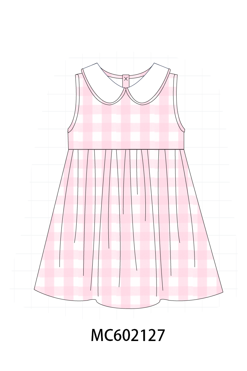 PO81 Pink&blue cotton peter pan collar gingham collection