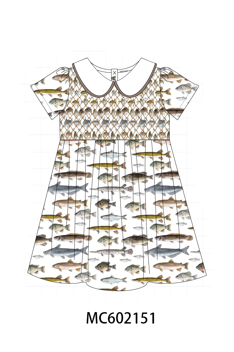 PO81 Fishes print smocked collection