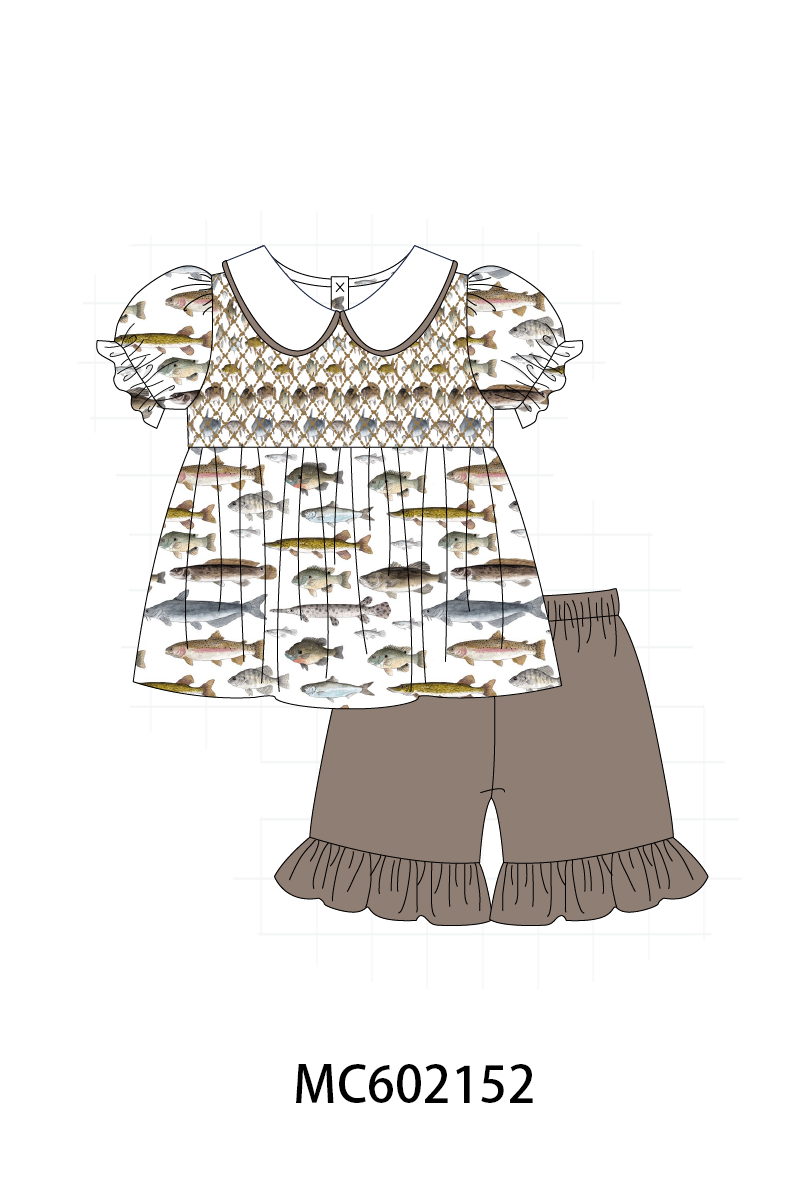 PO81 Fishes print smocked collection