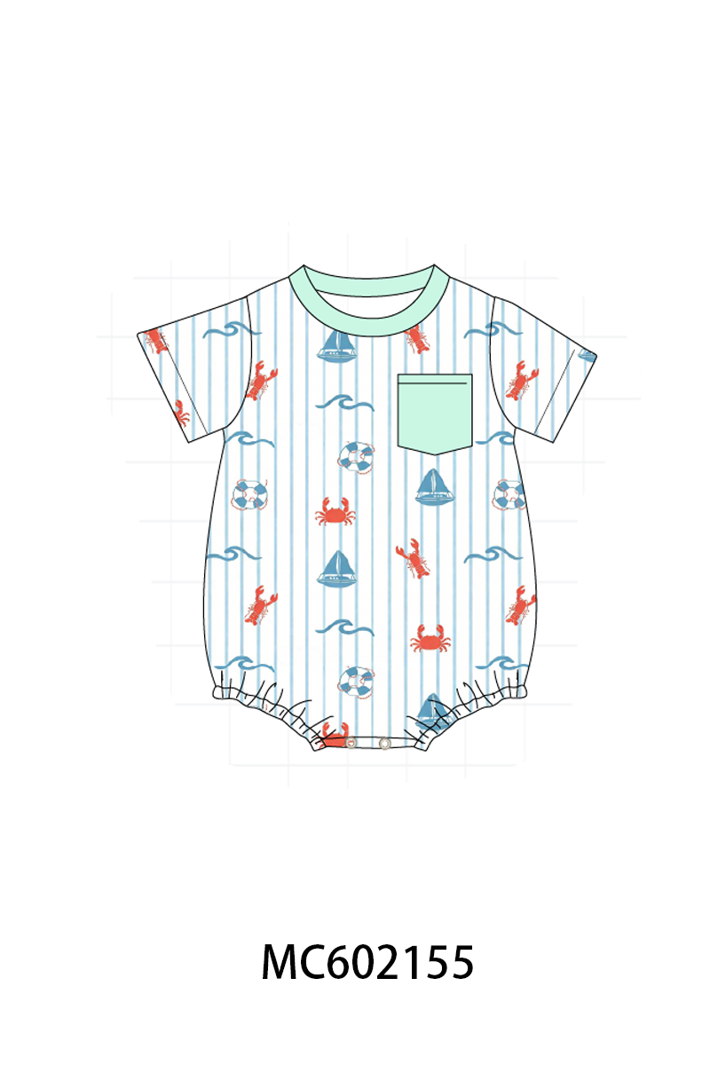 PO81 Green&blue sailboat lobster swimsuit collection