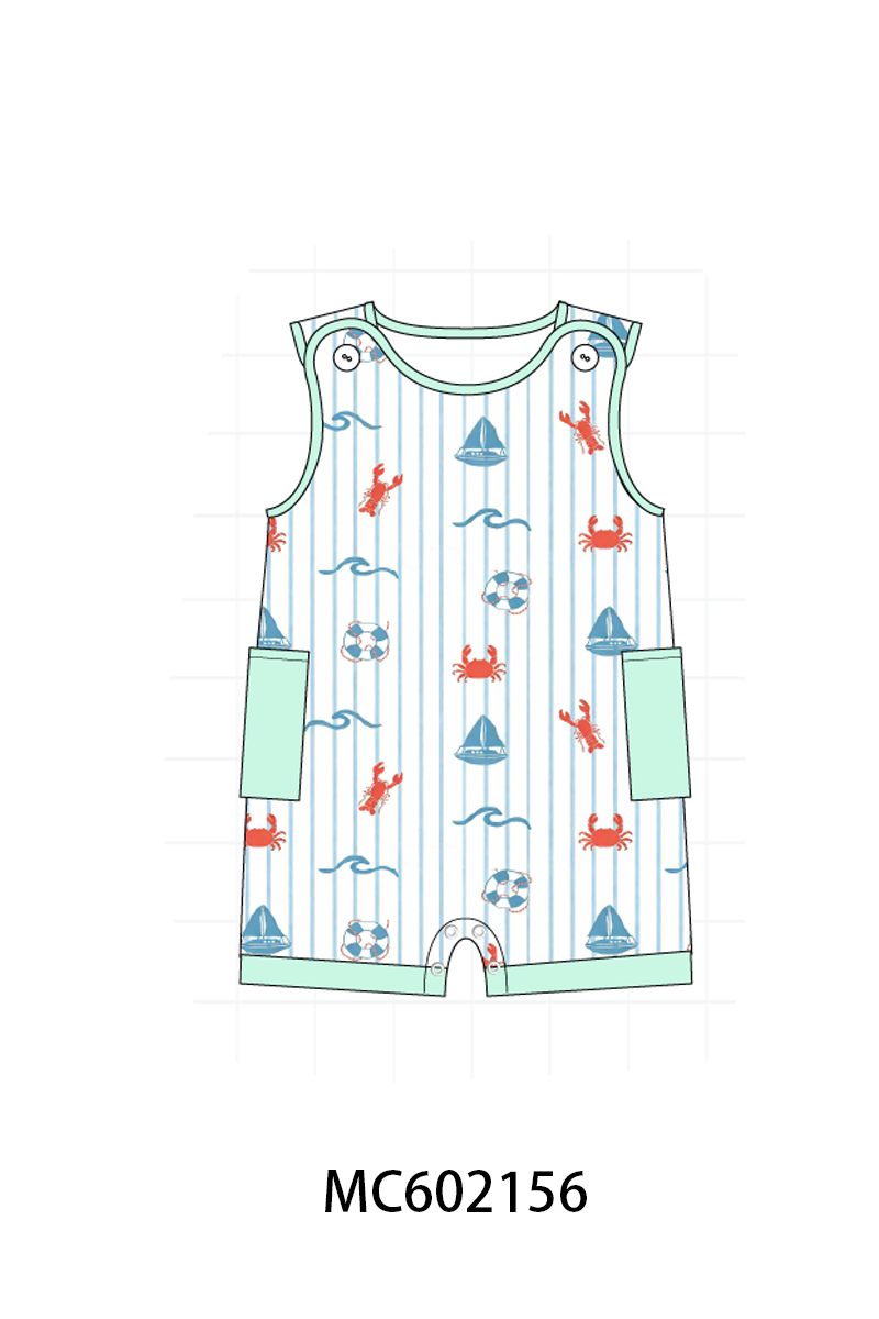 PO81 Green&blue sailboat lobster swimsuit collection