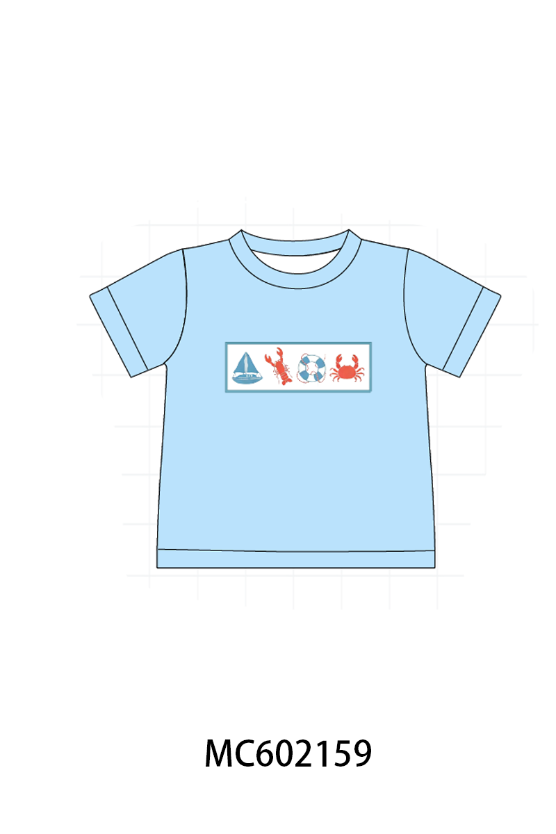 PO81 Green&blue sailboat lobster swimsuit collection