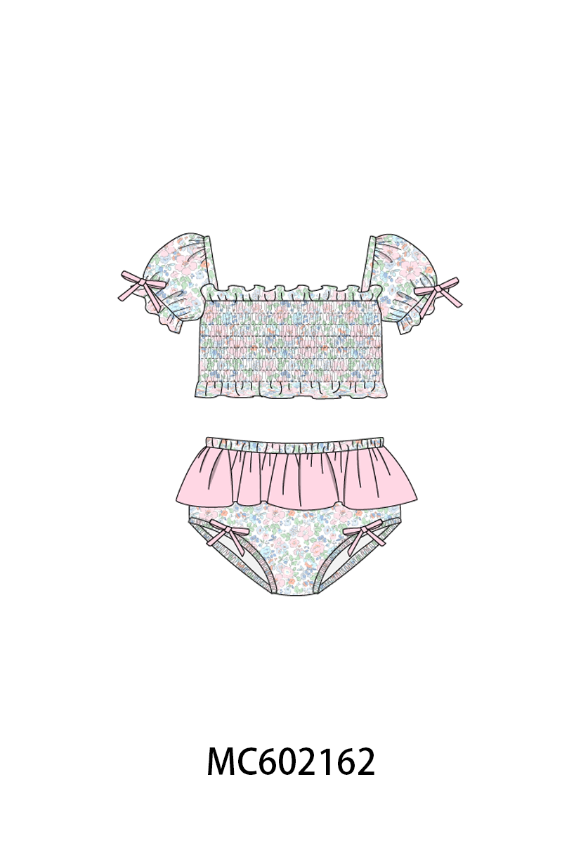 PO81 Garden floral smocked ruffle mom&me collection