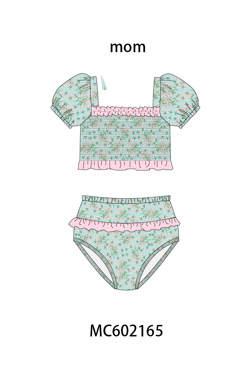 PO81 Garden floral smocked ruffle mom&me collection