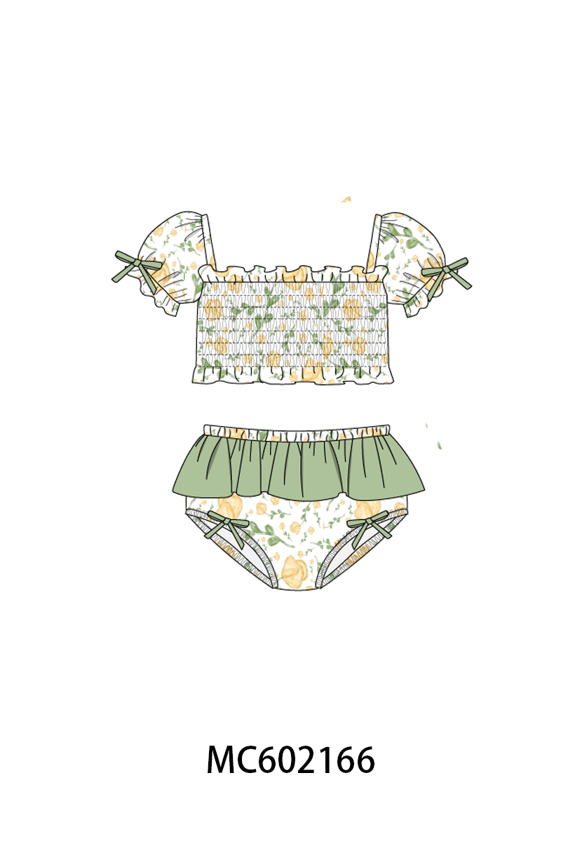 PO81 Garden floral smocked ruffle mom&me collection