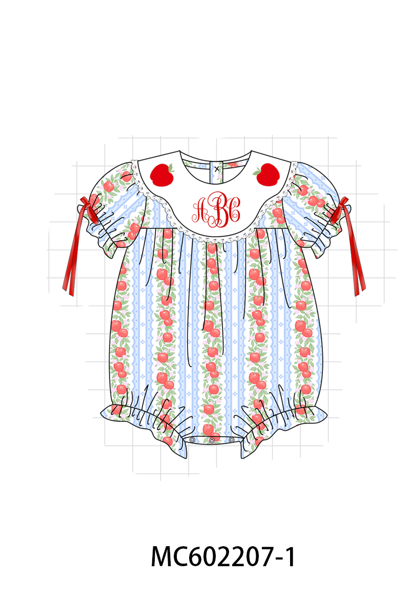 PO81 Red back to school apple monogram embroidery print collection
