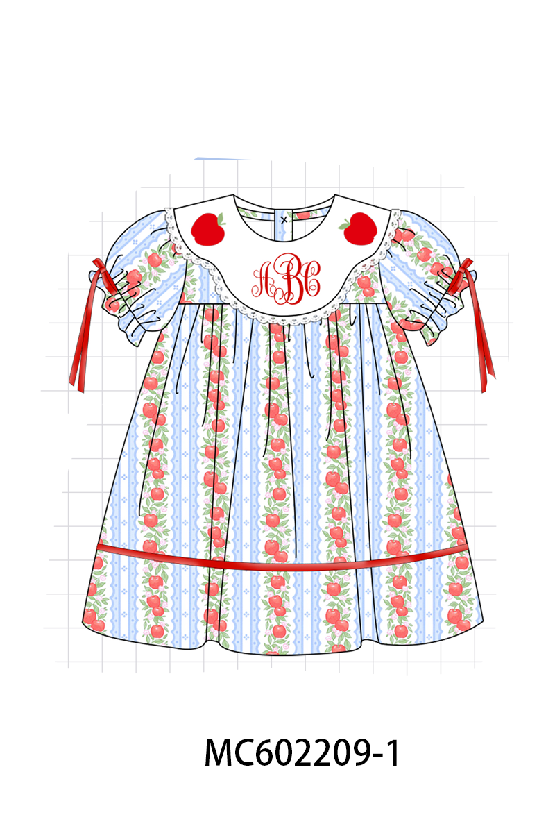PO81 Red back to school apple monogram embroidery print collection