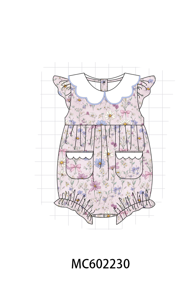 PO81 Purple garden floral print ruffle collection