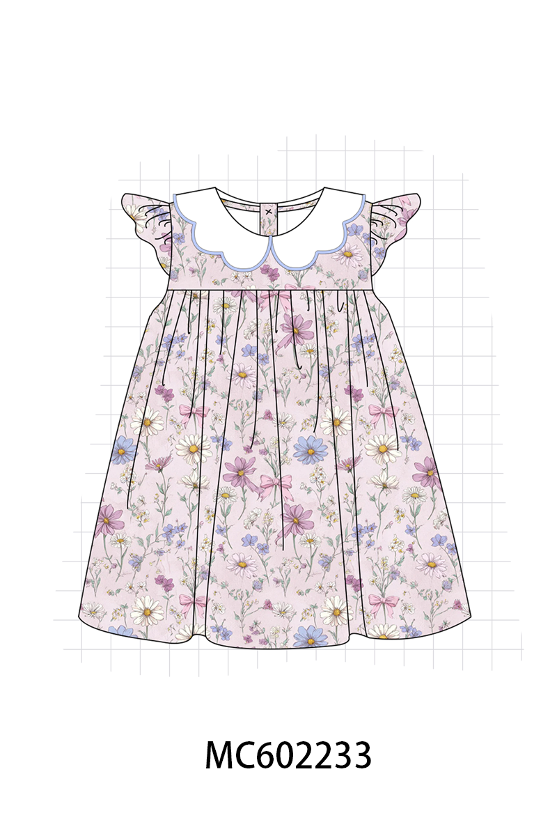 PO81 Purple garden floral print ruffle collection