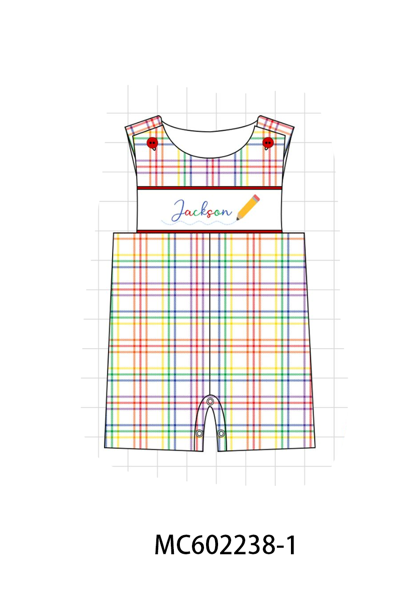 PO81 Red back to school pencil monogram embroidery plaid collection