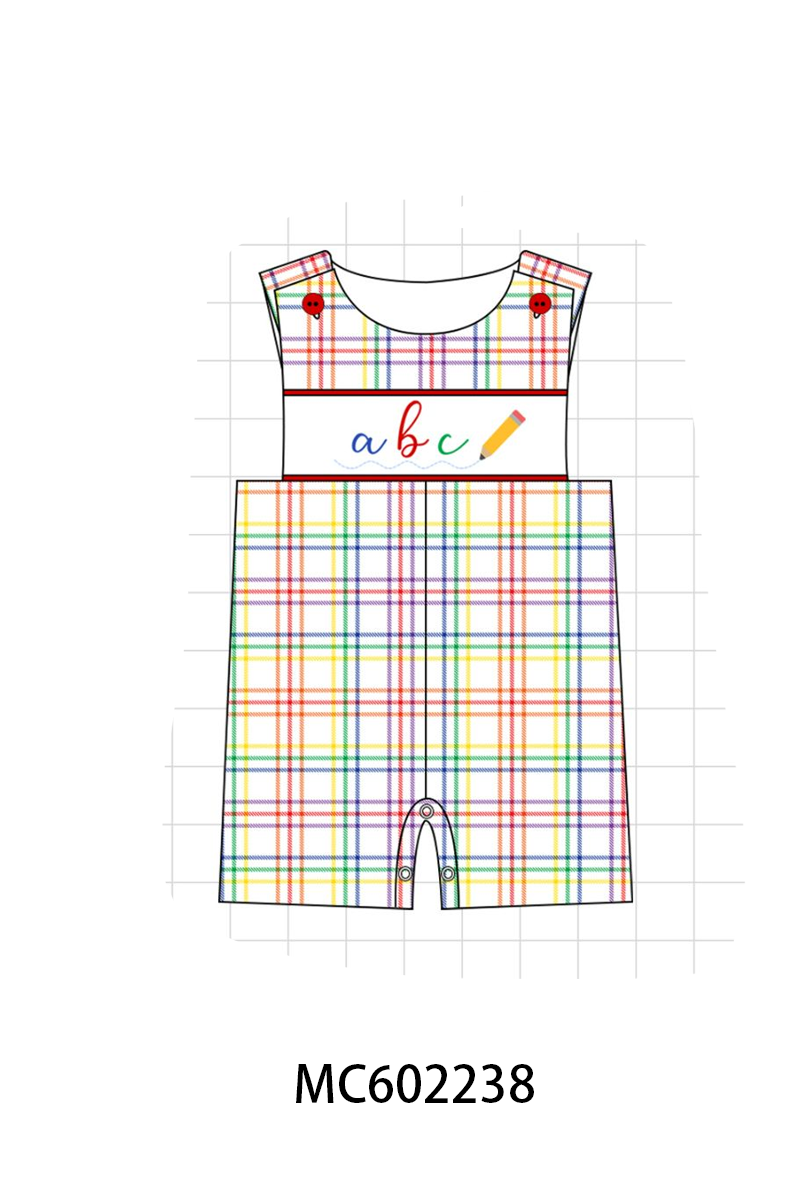 PO81 Red back to school pencil abc embroidery plaid collection