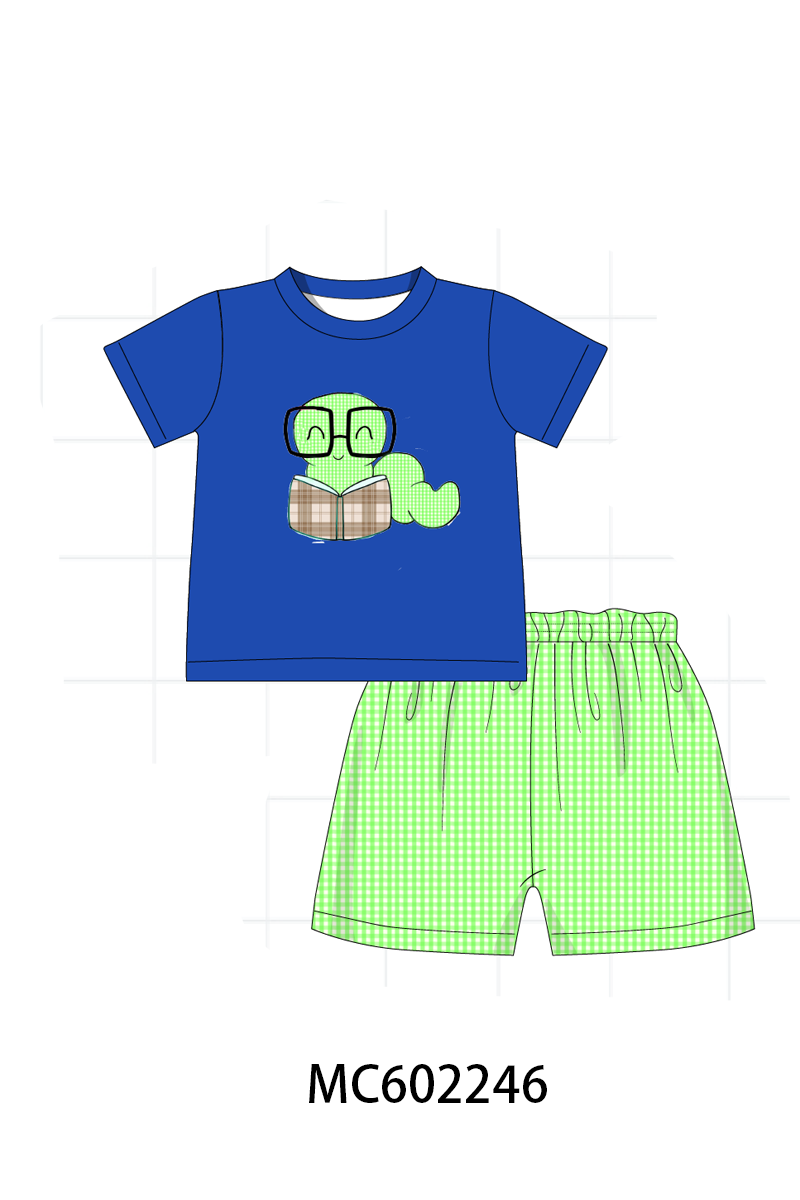 PO81 Blue bookworm applique collection