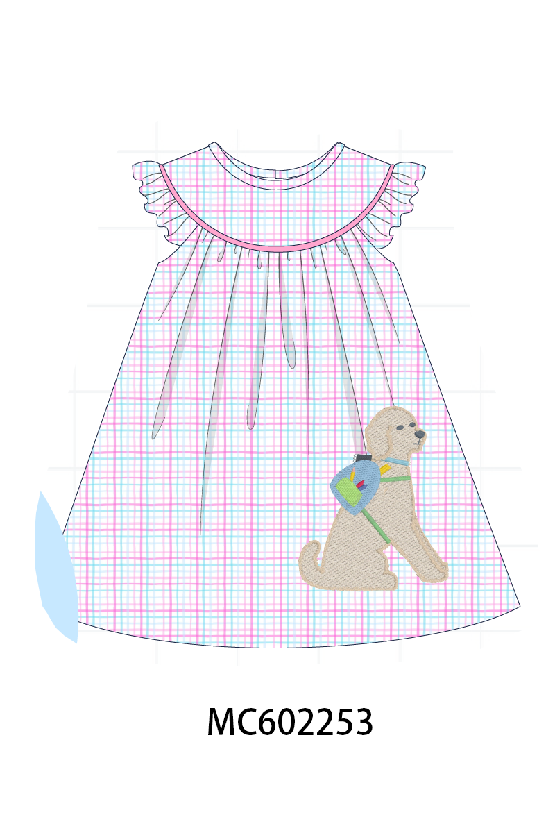 PO81 Back to school puppy applique plaid collection