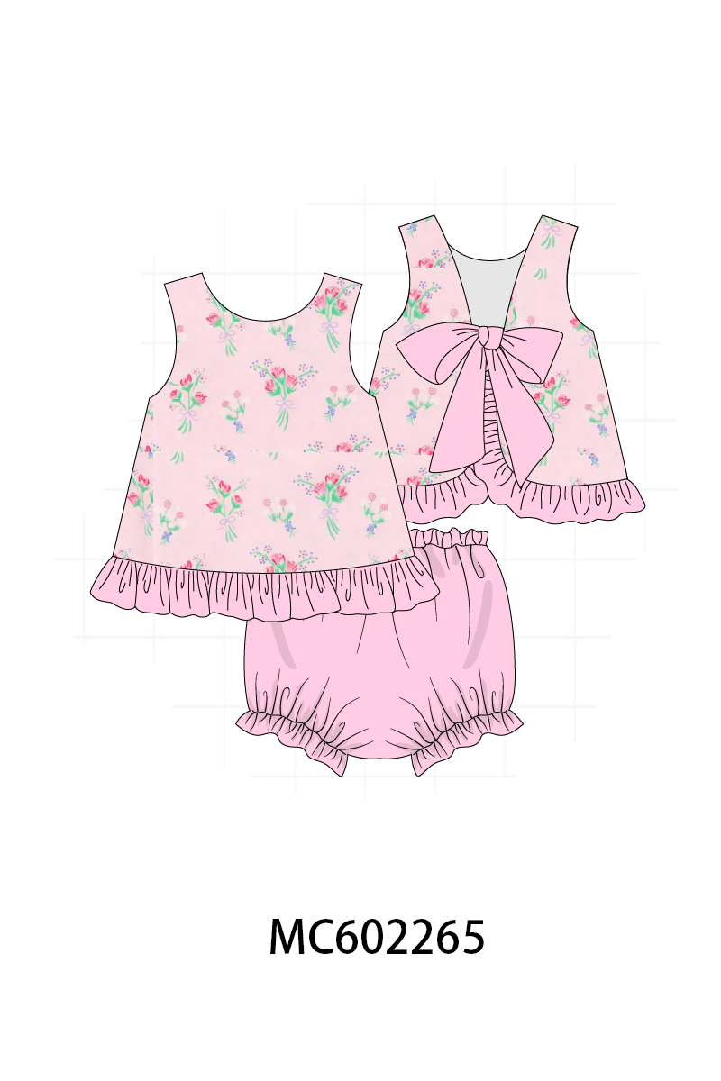 PO81 Pink floral print ruffle collection