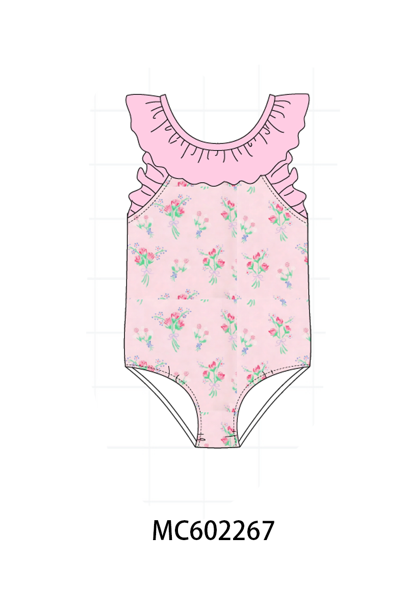 PO81 Pink floral print ruffle collection