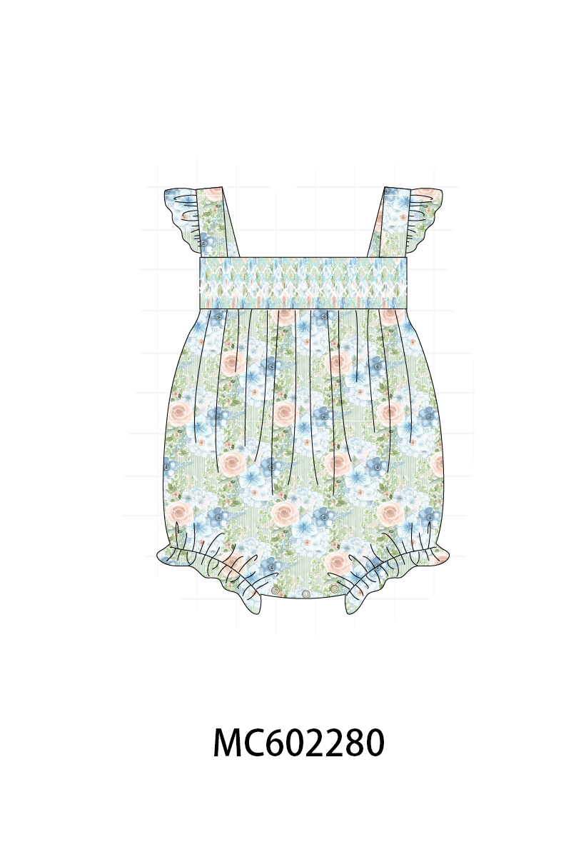 PO81 Mint floral print smocked collection
