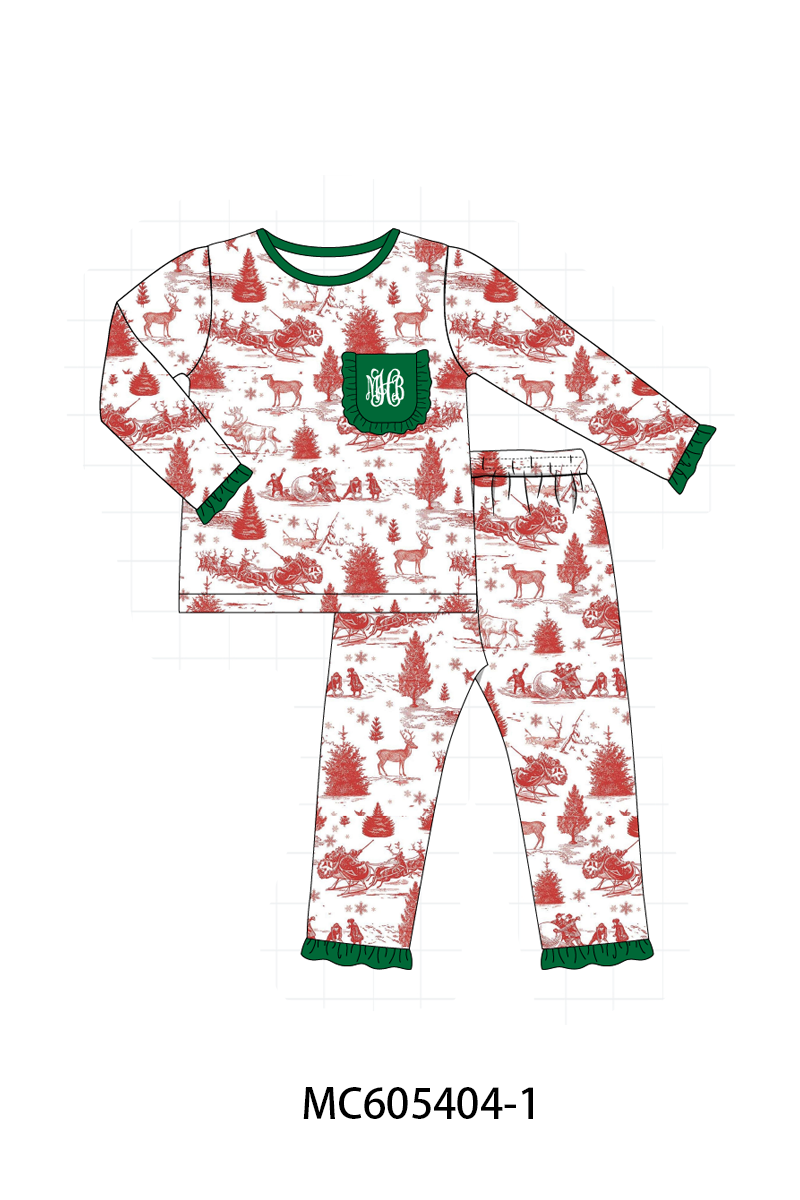 PO93 Classic Christmas Toile monogram embroidery collection