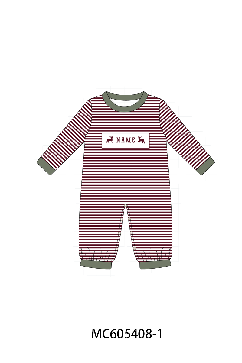 PO93 Maroon tree reindeer monogram embroidery collection
