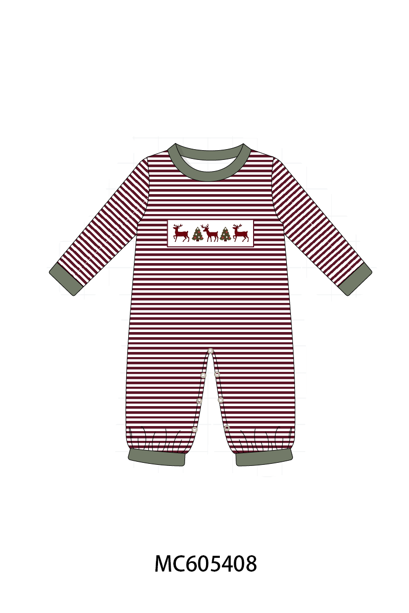 PO93 Maroon tree reindeer embroidery collection