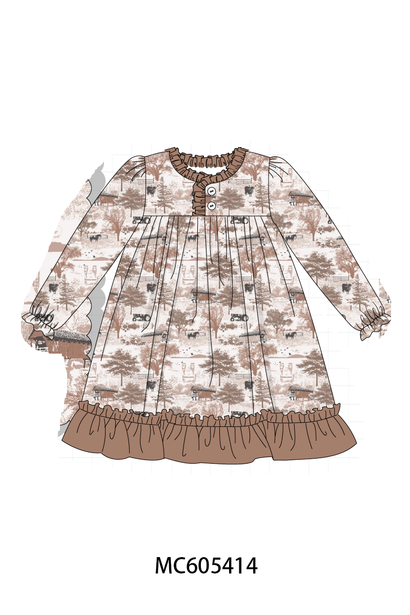 PO93 Brown farm print collection