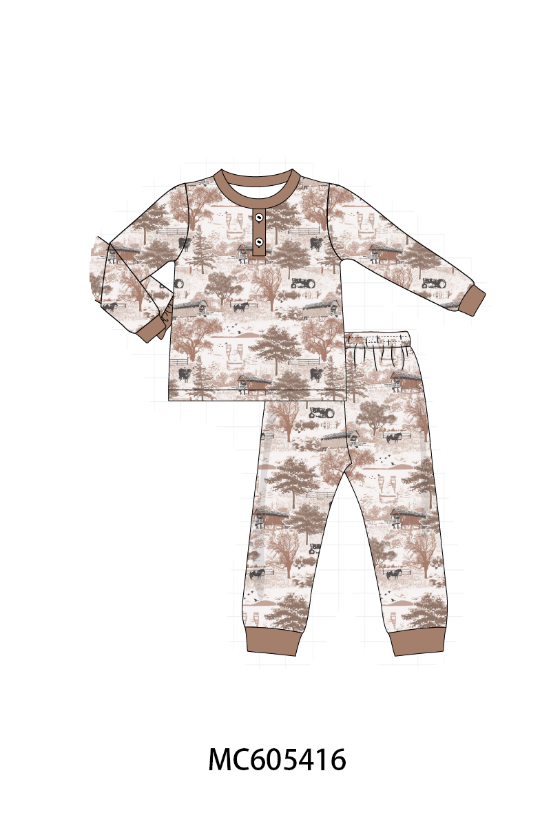 PO93 Brown farm print collection