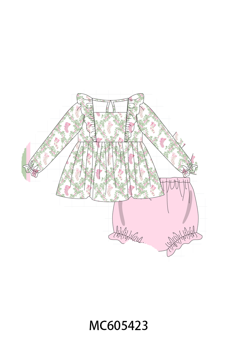 PO93 Pink holiday floral socks print collection
