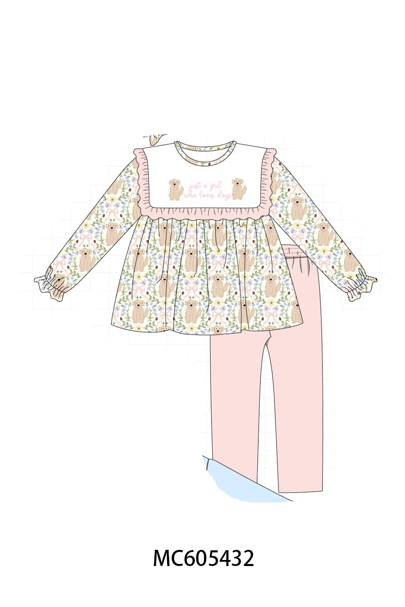 PO93 Pink&blue puppy embroidery collection