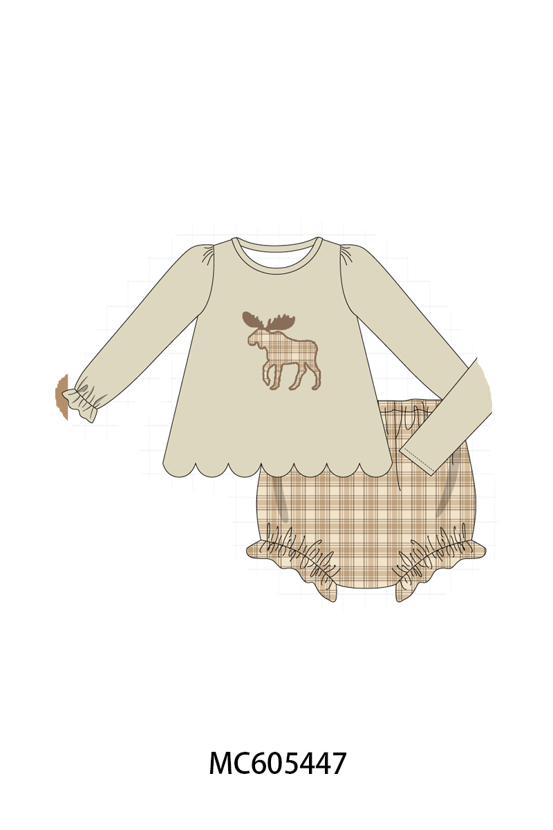 PO93 Khaki moose applique plaid collection