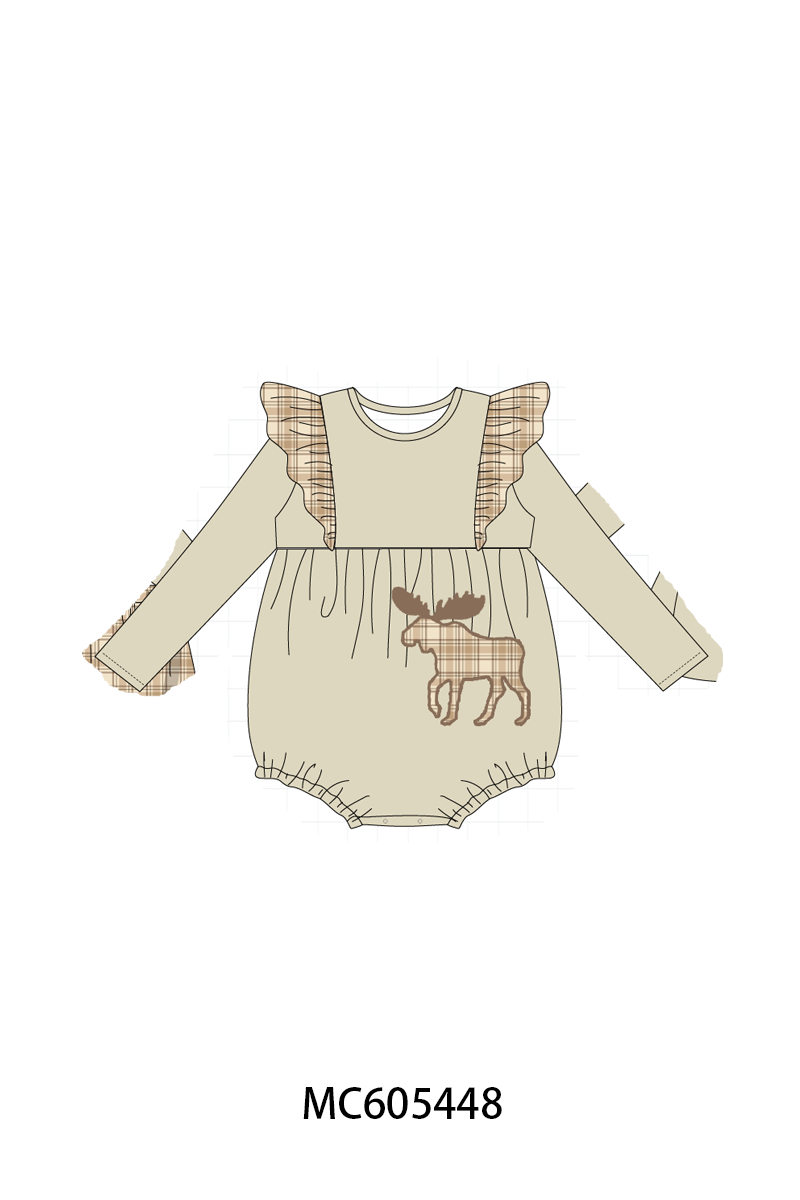 PO93 Khaki moose applique plaid collection