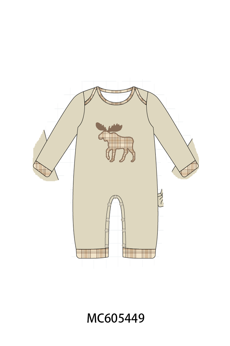 PO93 Khaki moose applique plaid collection