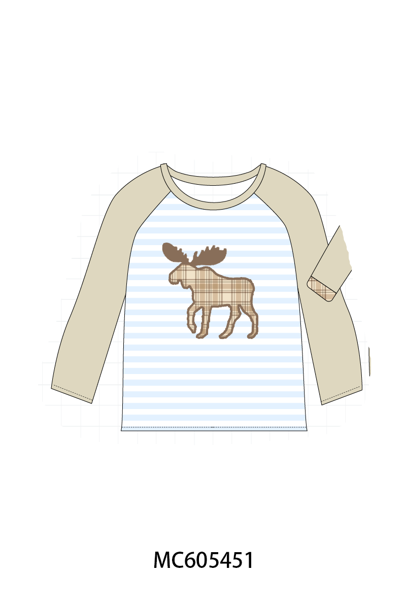 PO93 Khaki moose applique plaid collection