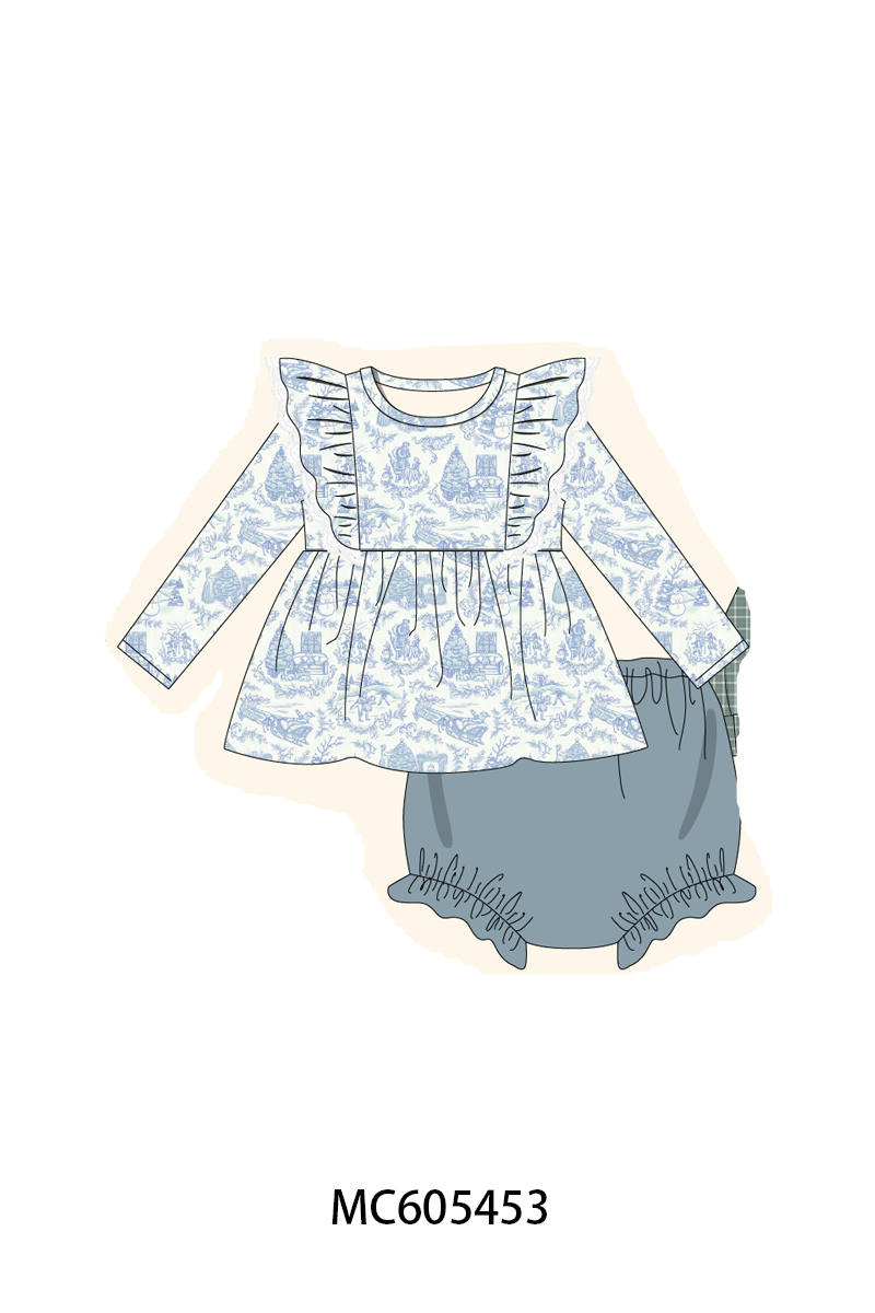 PO93 Blue toile holiday print collection