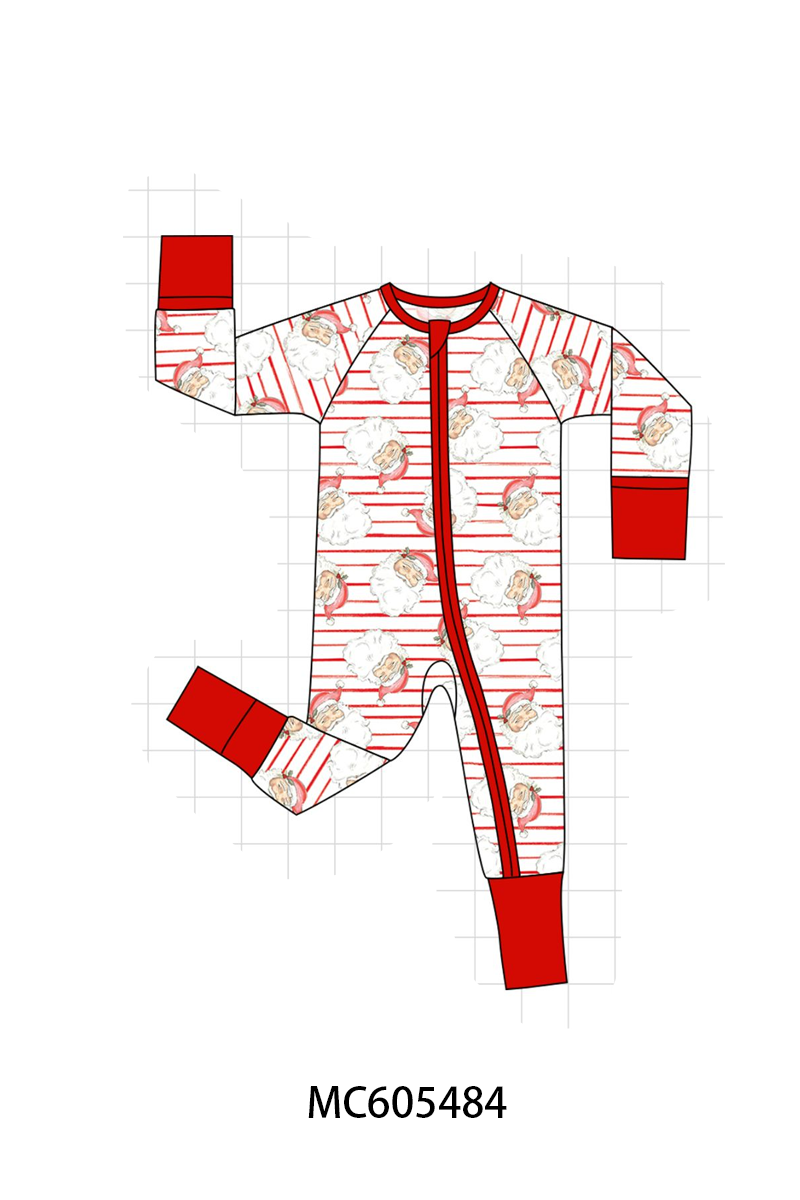 PO93 Red christmas santa claus stripe bamboo collection