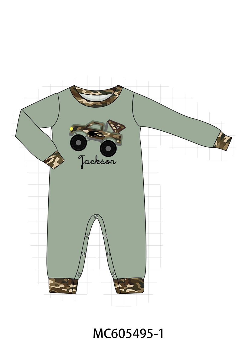 PO93 Gren leopard truck applique monogram embroidery collection