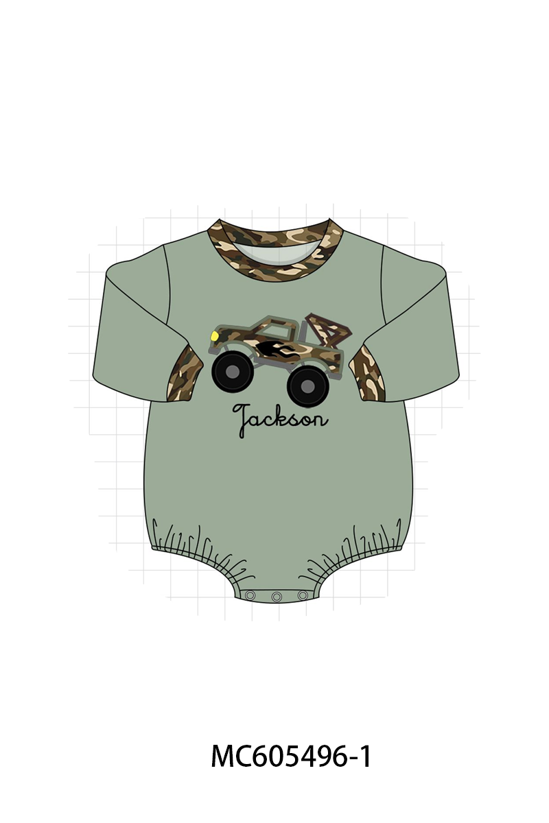 PO93 Gren leopard truck applique monogram embroidery collection