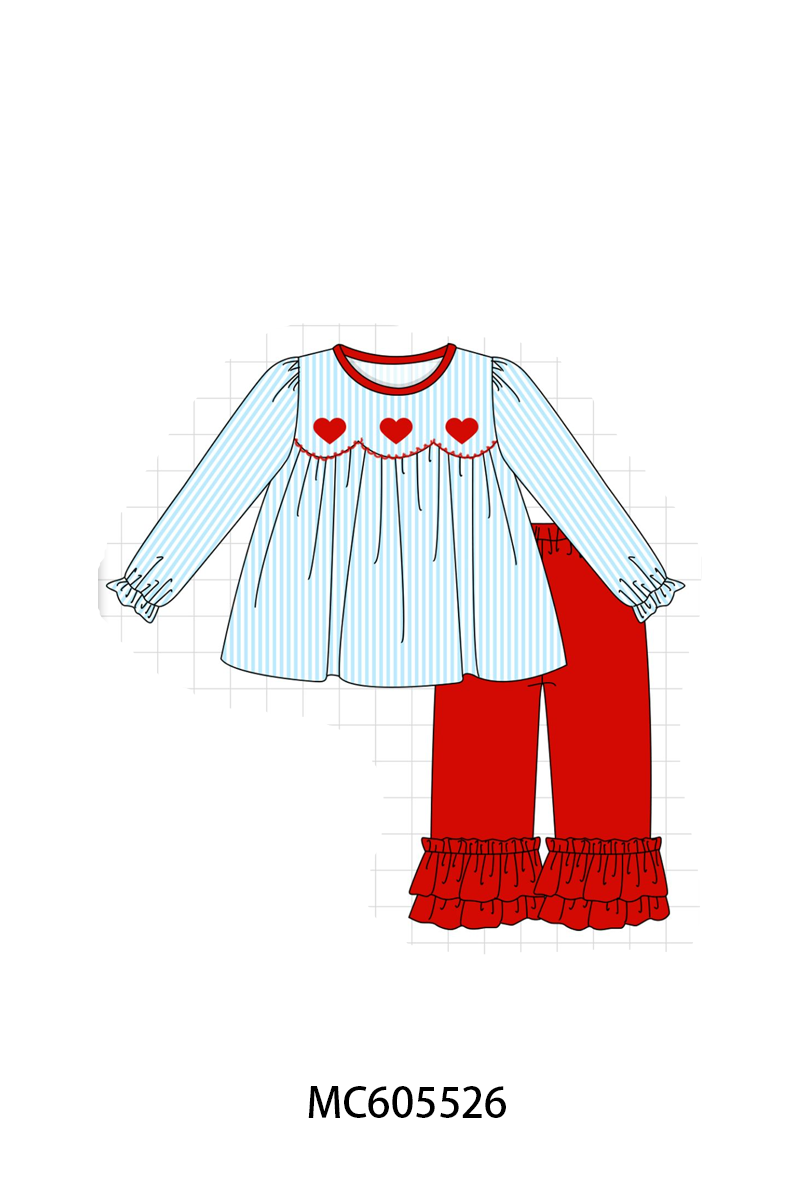 PO95 Blue valentine's day heart smocked collection