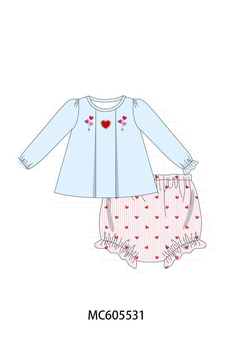 PO95 Blue valentine's day heart embroidery collection