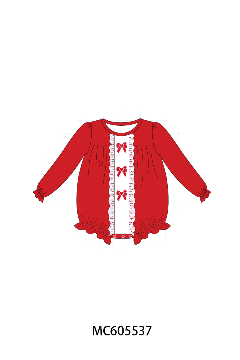 PO95 Red&navy valentine's day bow train embroidery collection