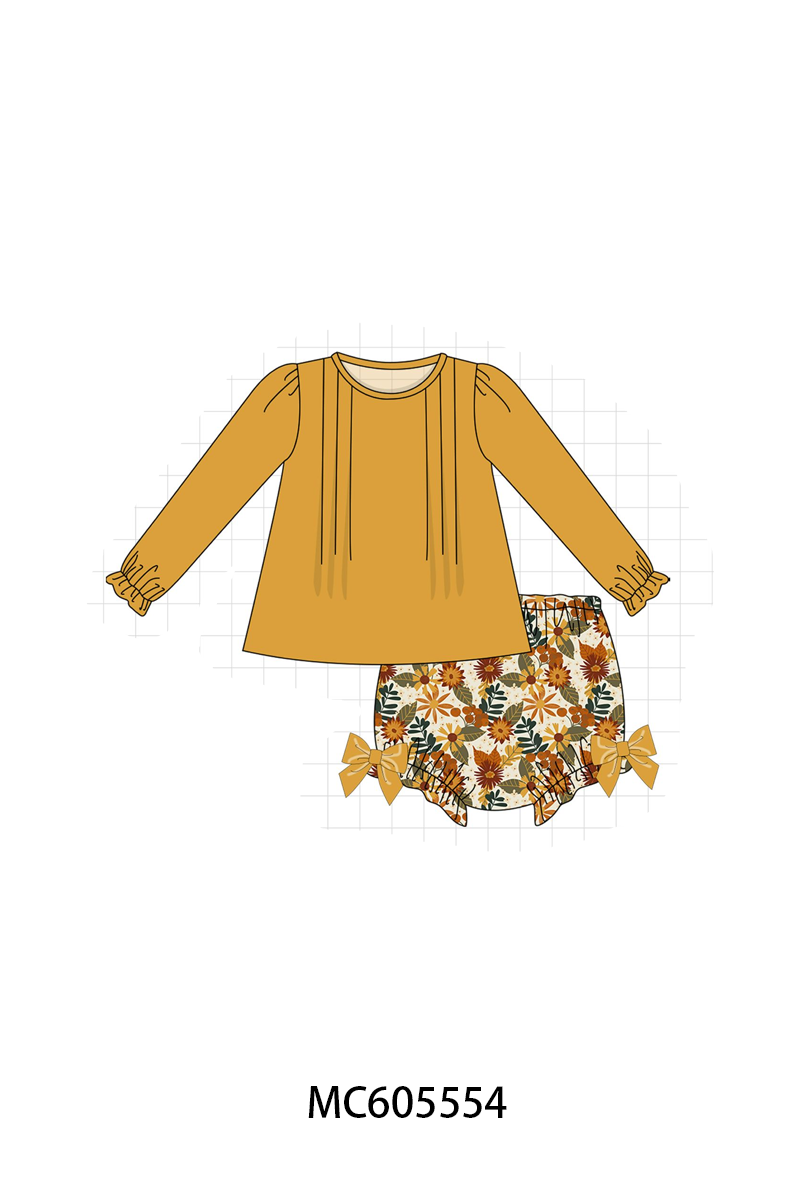 PO93 Mustard floral print ruffle collection