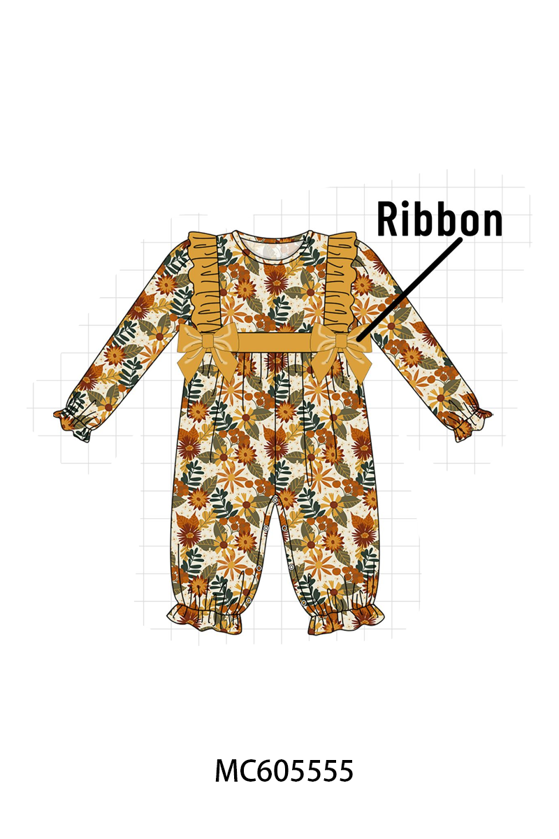 PO93 Mustard floral print ruffle collection