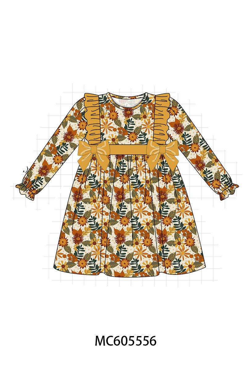 PO93 Mustard floral print ruffle collection